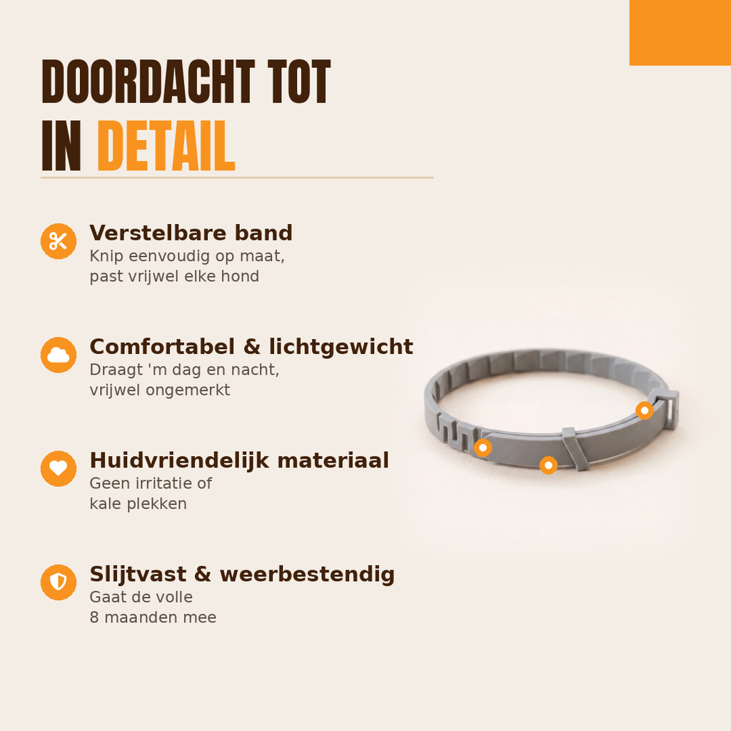 Anti-Teek en Vlooienhalsband | 8 Maanden Bescherming (1+1 GRATIS)